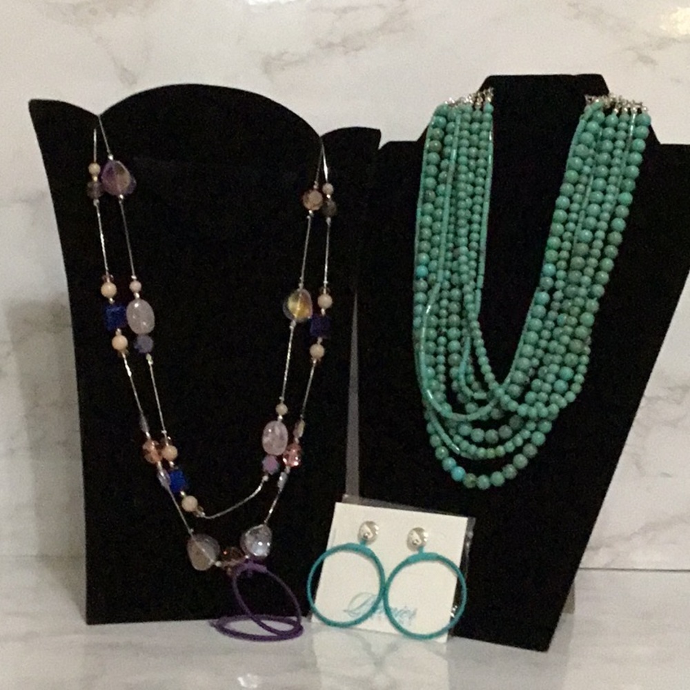 Premier Designs High Fashion Jewelry combo 2 necklaces, changeable earrings